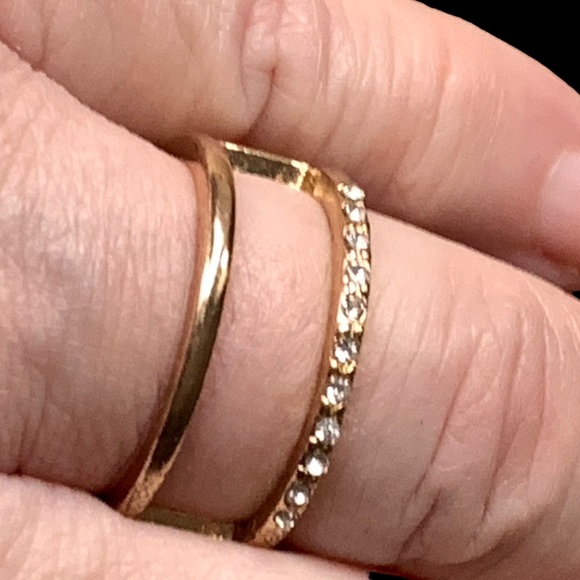 Double Band Cz Stone Cage Gold Plated Ring Costume Jewelry Women’s Fashion Ring - Picture 1 of 6